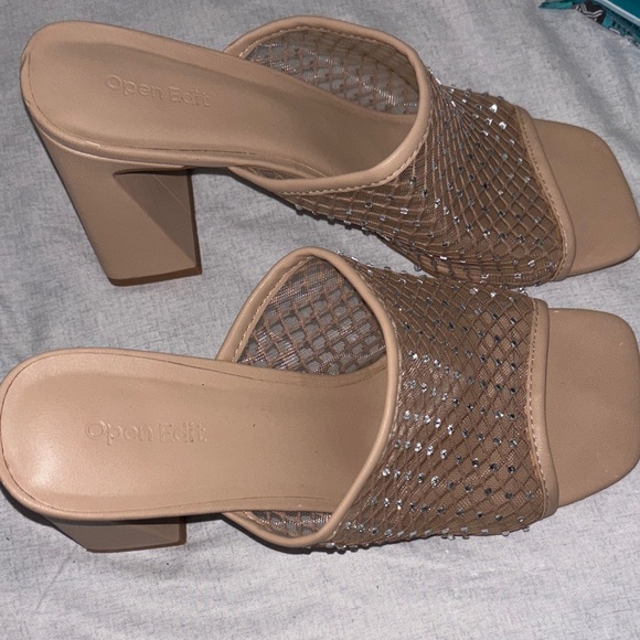 Open Edit Women's Beige Mesh Sandals - Picture 3 of 6